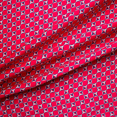 Cherry Red/Navy Geometric Silk Mikado