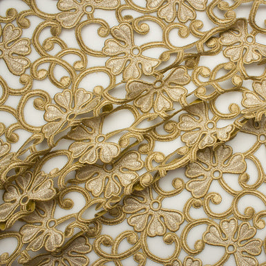 Muted Gold Floral Guipure Lace