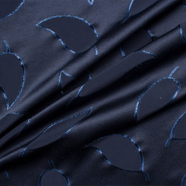 Midnight Blue Leaf Silk Jacquard Lamé (A 3m Piece)