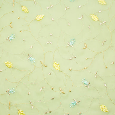 Green Floral Embroidered Silk Georgette