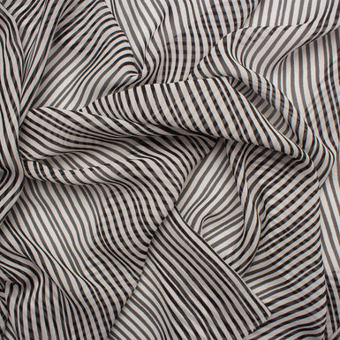 Monochrome Striped Silk Georgette