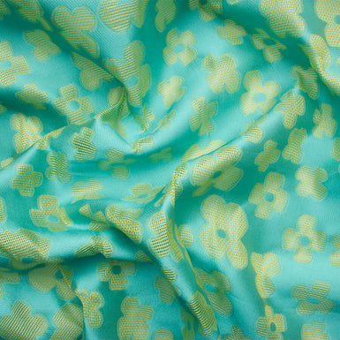 Turquoise/Yellow Floral Silk Gazar