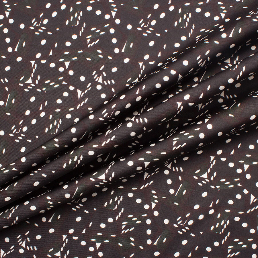 Black 'Dice' Printed Silk Twill Luminous Fabric