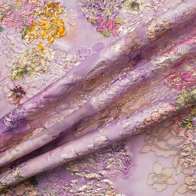 Purple/Pink Metallic Floral Silk Cloqué