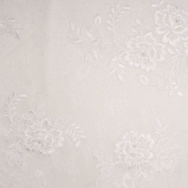 Brilliant White Floral Embroidered Corded Lace