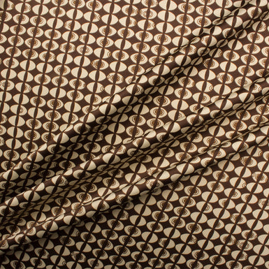 Brown 'Geo' Printed Stretch Polyester