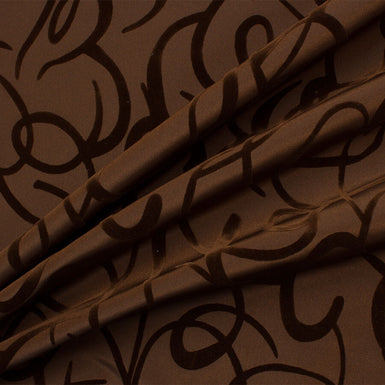 Chocolate Brown Flocked Taffeta