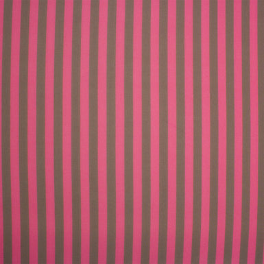 Fuchsia Pink & Brown Striped Silk Georgette