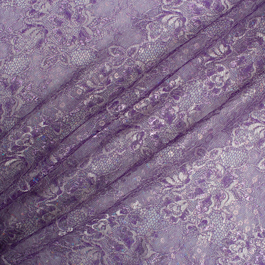 Purple Sequinned Floral Lace