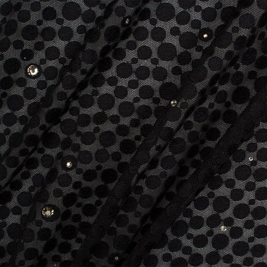 Black Swarovski Stone Embroidered Tulle