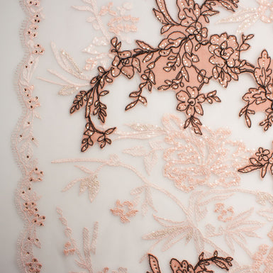 Powder Pink Floral Embroidered Tulle