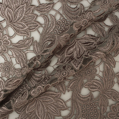 Deep Taupe Embroidered Tulle