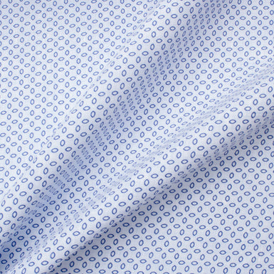 Geo Printed Superfine Blue Pure Linen
