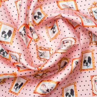 Pink 'Framed Dogs' Printed Silk Twill