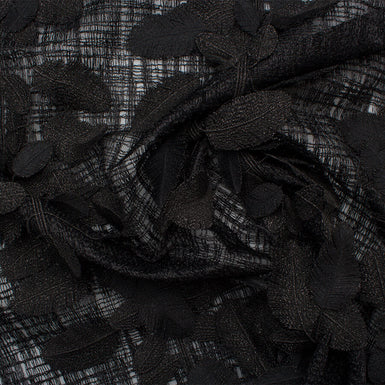 Black Feather Embroidered Tulle