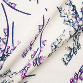 Blue & Purple Floral Printed Ivory Cloqué (A 2.80m Piece)