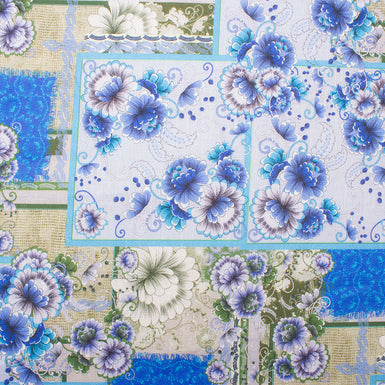 Blue Floral Printed Lavender Linen