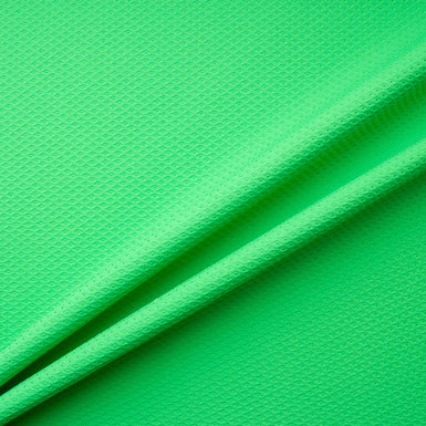 Bright Green Cotton Blend Diamond Piqué