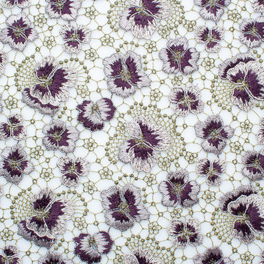 Purple Shaded Floral Guipure Lace