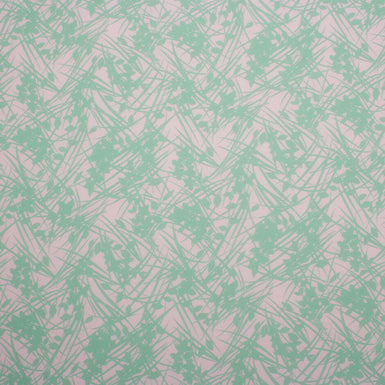 Green & Candy Pink Floral Printed Silk Georgette