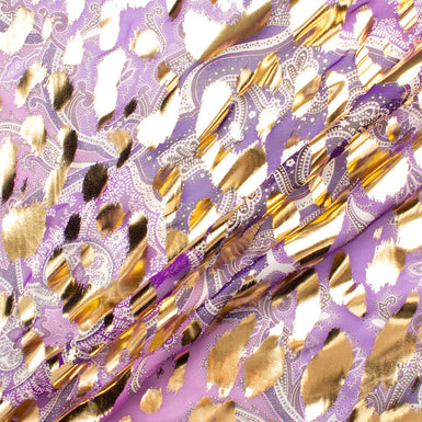 Purple Shaded Paisley Laminated Silk
