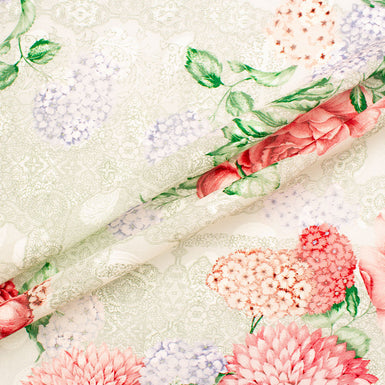 Deep Pink Floral Printed Pure Cotton Voile