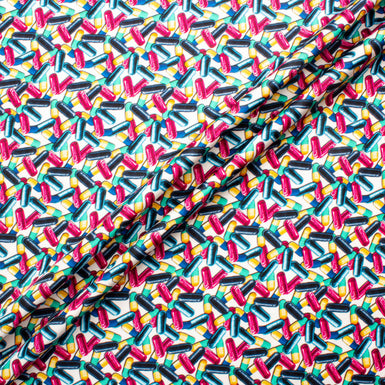 Multi-Coloured Pill Printed Silk Twill Fabric