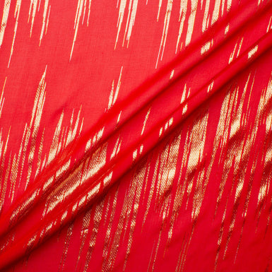 Metallic Gold Lined Rich Red Silk Georgette