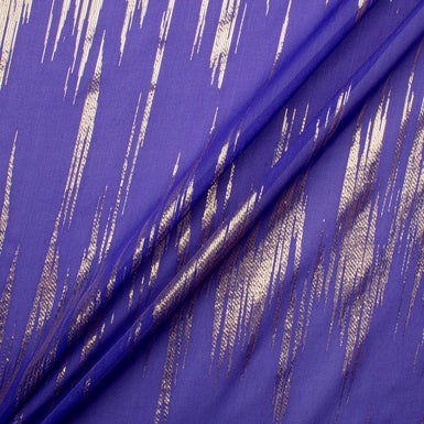 Rich Purple & Gold Metallic Silk Georgette