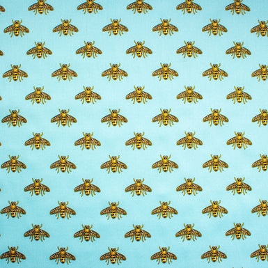 Bee Printed Sky Blue Pure Cotton