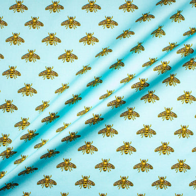 Bee Printed Sky Blue Pure Cotton