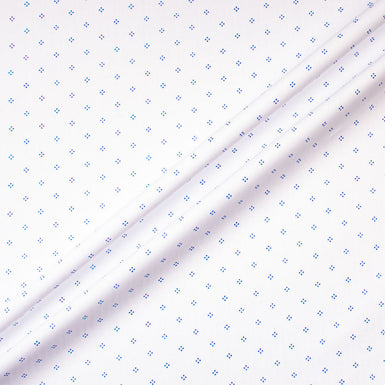 4 Blue Spot Printed White Cotton Shirting