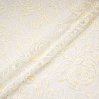 Cream Floral Flocked Chantilly Lace