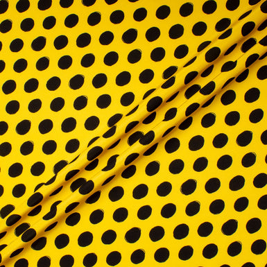 Jet Black Spotted Yellow Pure Silk