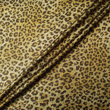 Black & Gold Metallic Animal Silk Blend Stretch Lamé