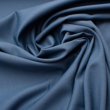 Aegean Blue Wool Gaberdine