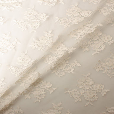 Pale Ivory Floral Chantilly Lace
