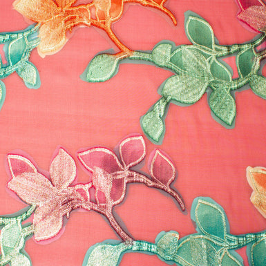Multi-Coloured Metallic Floral Silk Chiffon