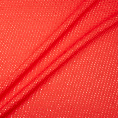 Candy Red Striped Metallic Jacquard Silk Georgette