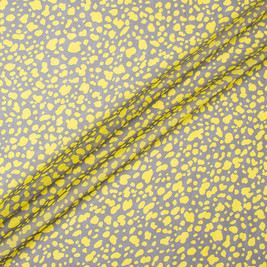 Yellow & Grey Animal Printed Pure Silk Georgette