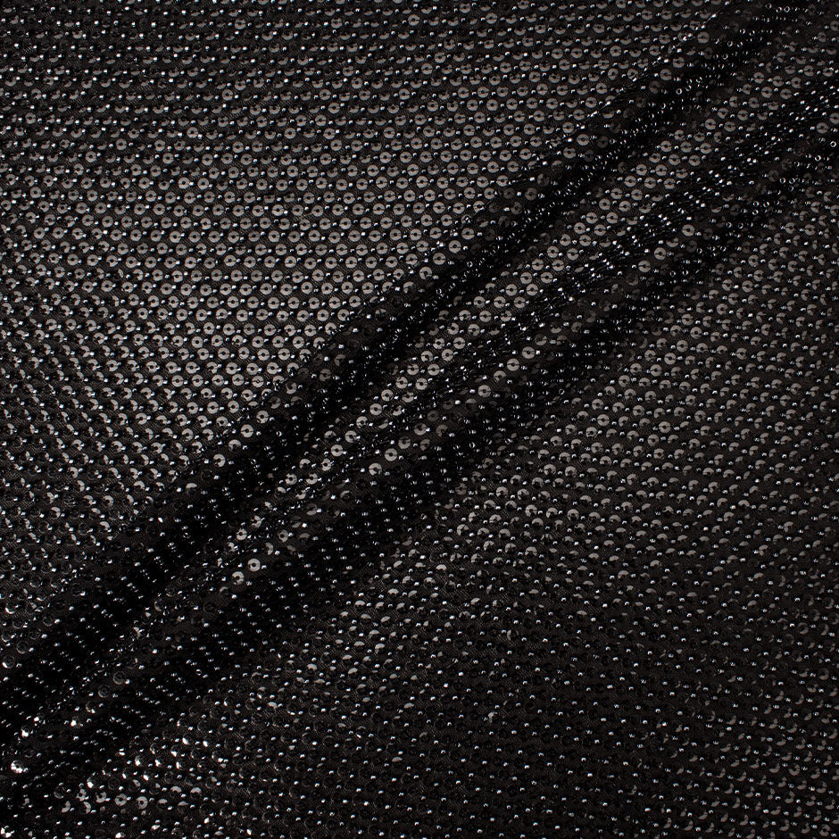 Black Sequin Beaded Fabric Joel Son Fabrics - Main Image