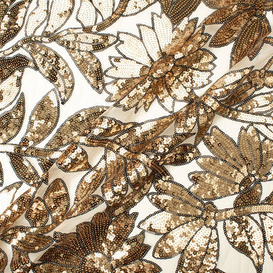 Gold Floral Sequinned Illusion Tulle (A 2m Piece)