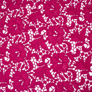 Magenta Pink Wool Guipure Lace