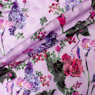 Pink & Purple Floral Lilac Cotton Voile Jacquard