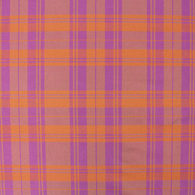 Purple & Orange Tartan Checkered Silk Taffeta (A 1.35m Piece)