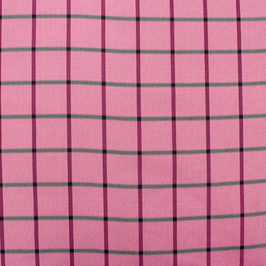 Rose Pink Checkered Pure Silk Taffeta