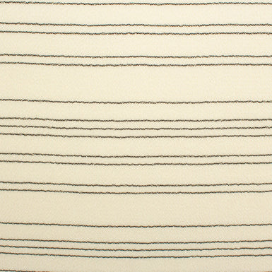 Grey Striped Cream Double Wool Crêpe
