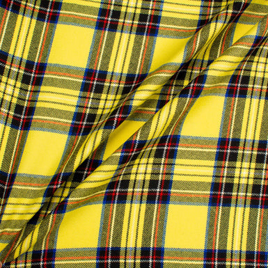 Canary Yellow, Blue & Red Pure Wool Tartan
