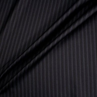 Dark Navy Blue Striped Jacquard Pure Wool Suiting