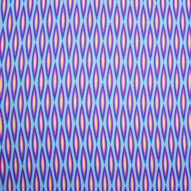 Blue, Purple & Yellow Geometric Printed Silk Twill (A 2.25m Piece)